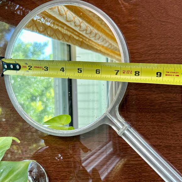 Vintage Clear Lucite Double-Sided Acrylic Hand Mirror - Picture 10 of 11